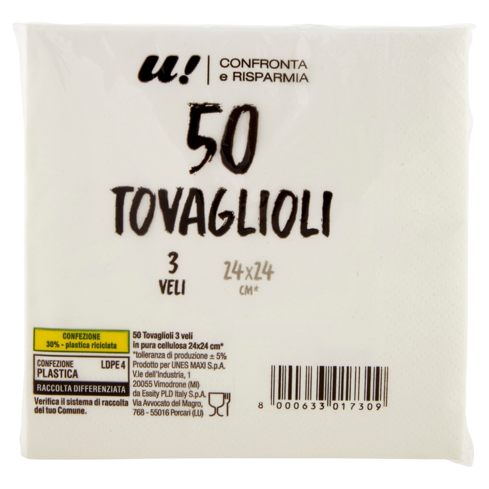 50 Tovaglioli 3 Veli U! Confronta e Risparmia